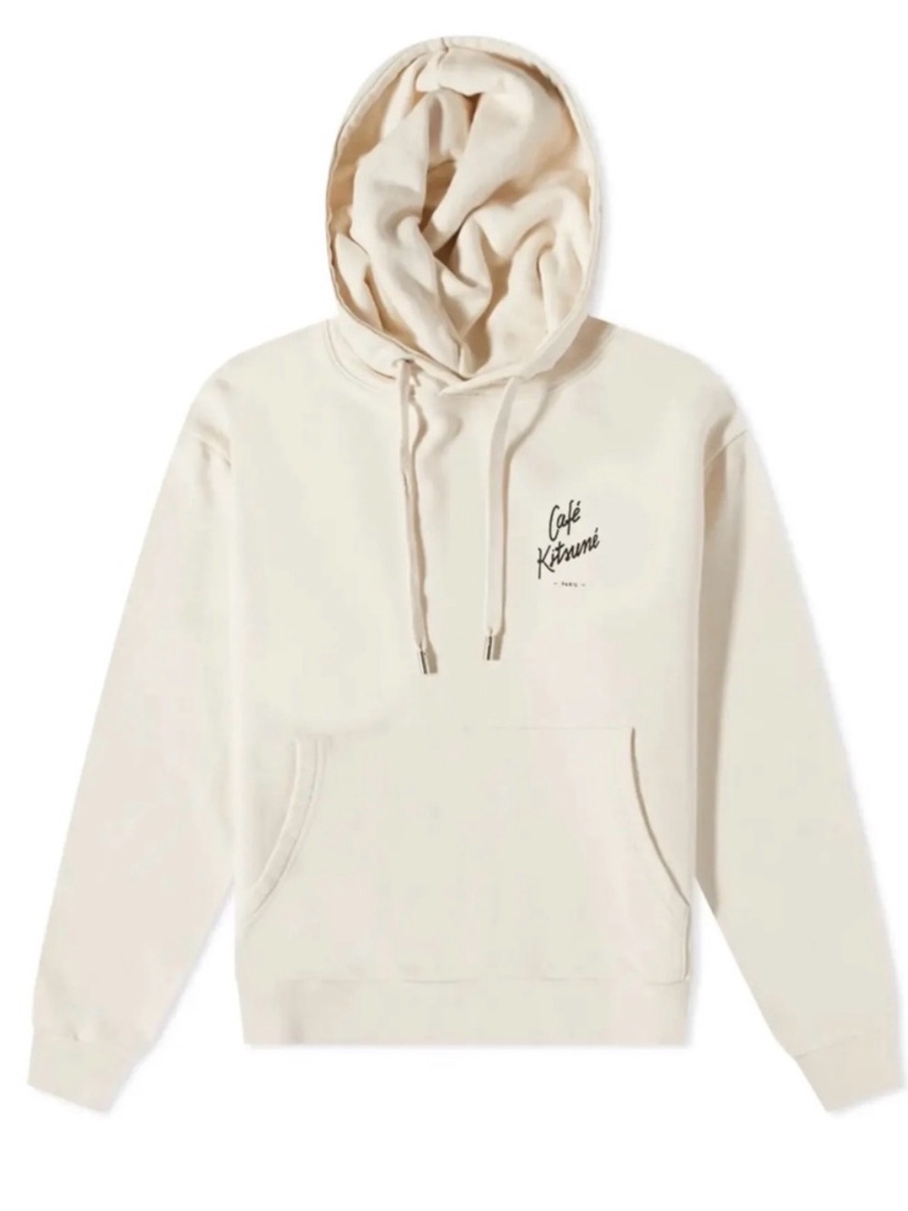 MAISON KITSUNÉ Cream Crewneck Hoodie with 'Café Kitsuné' Logo